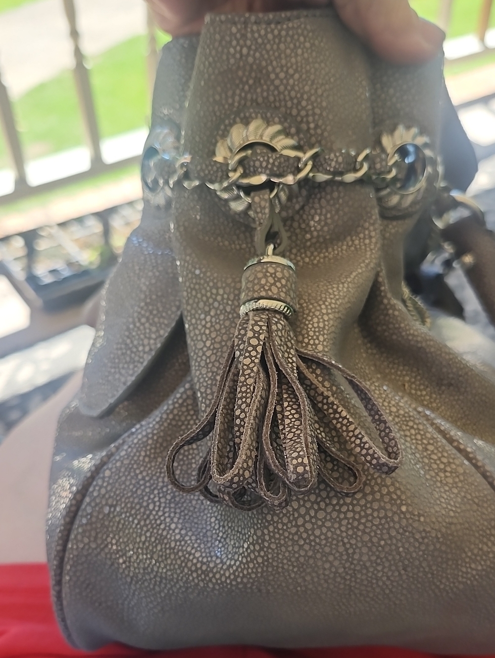 Judith Ripka  Metallic Pebbled Shoulder Bag - Silver Gray - Picture 4 of 13